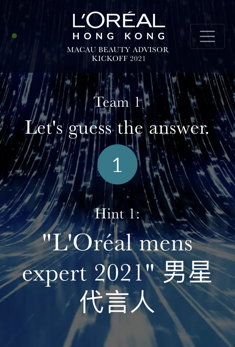 Guess it right game: a team receives its first hint on the mobile web app
