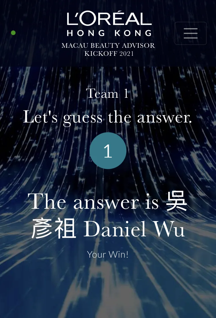 Guess it right game: the answer is revealed to the team